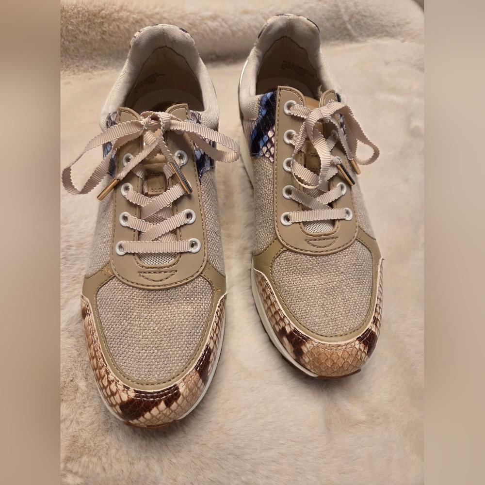 Michael Kors Tan, Beige and Snake Print Sneakers